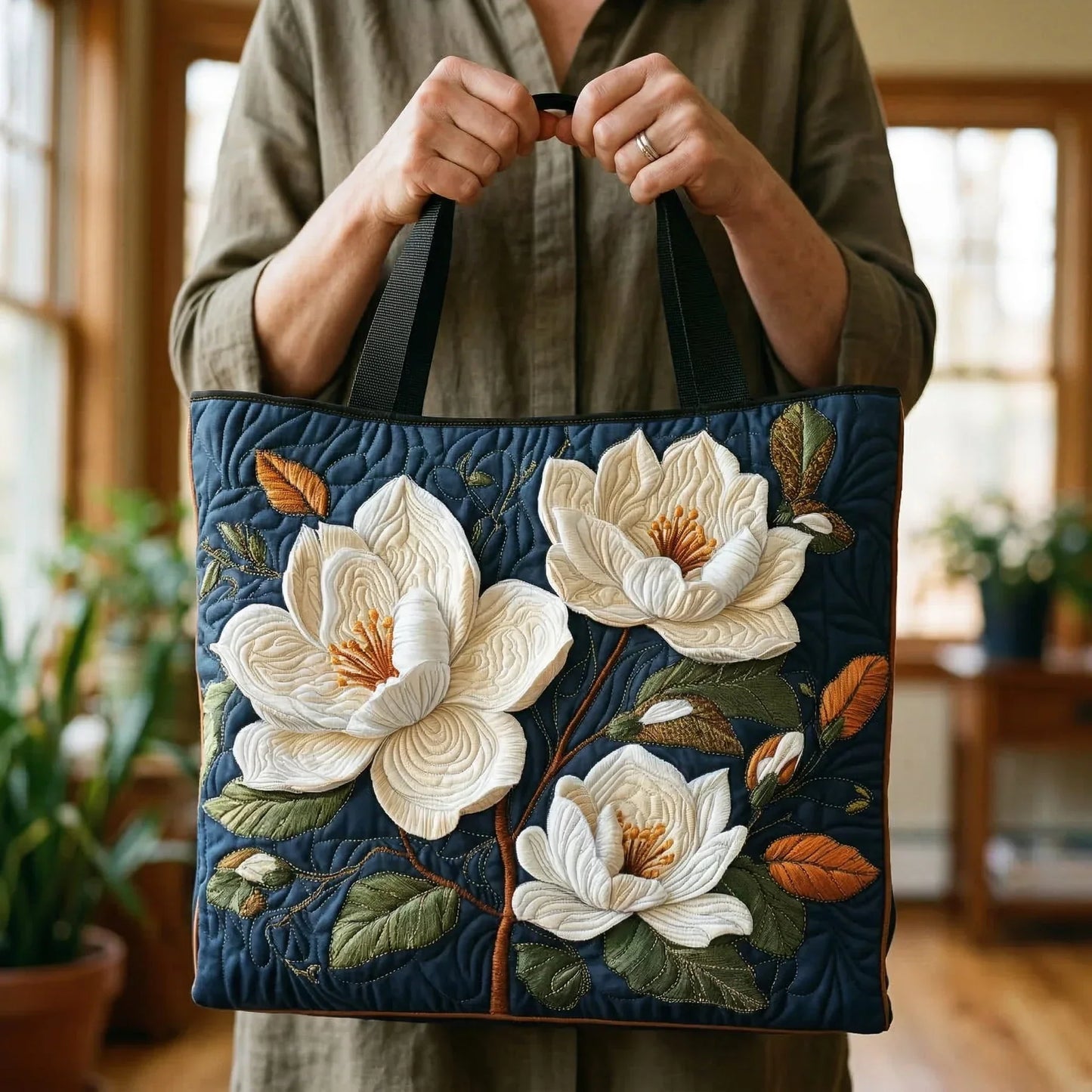 Handcrafted Quilted Bag – Delicate Magnolia