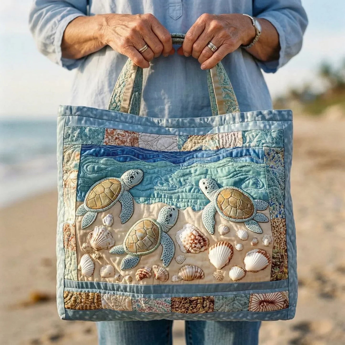Handcrafted Quilted Bag – Sea Turtles