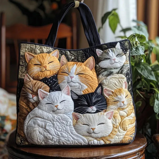Handcrafted Quilted Bag – Sleeping Kittens