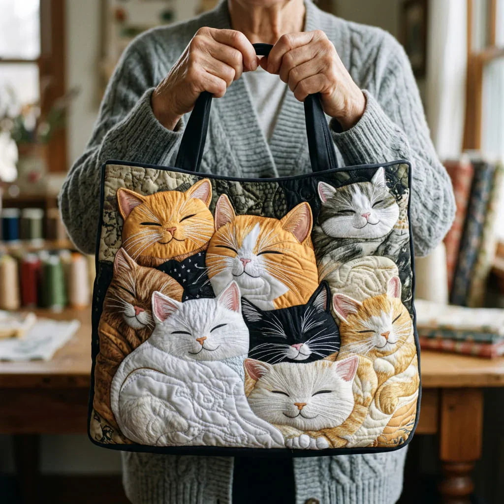 Handcrafted Quilted Bag – Sleeping Kittens